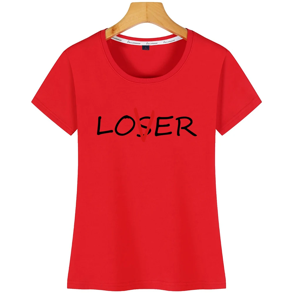 Топы, футболка, женская футболка Loser Lover, забавные надписи, короткая женская футболка