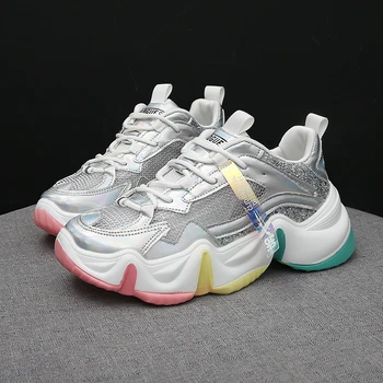 

Lans Women Sport Increased Lace Up Training Shoes Woman Mesh Breathable Brand Female Girls Running Shoes Training Sneakers