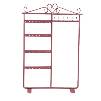 

32 Hole 6-Hook Metal Jewelry Rack Necklace Earring Display Rack 4-Layer Jewelry Display Rack Storage Rack