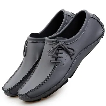 

LIMEIKE NEW Men's large size Peas shoes Casual Genuine Leather Loafers handmade driving shoes Four Seasons comfort paragraph