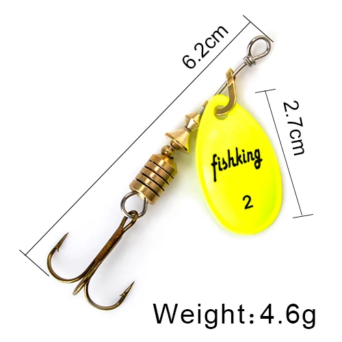 FISH KING Spinner Bait 3.9g 4.6g 7.4g 10.8g 15g Spoon Lures pike Metal With Treble Hooks Arttificial Bass Bait Fishing Lure as photo