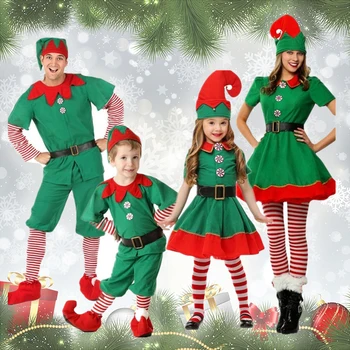 

Christmas costume children's Christmas costume cosplay parent-child wear adult children men and women green Christmas costum