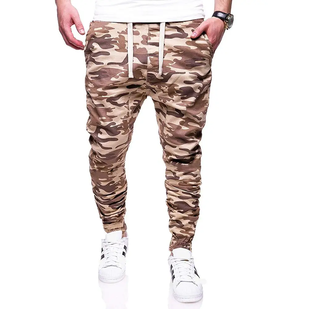 

Casual Pants for Men Trousers Sports Fitness Camouflage Sweatpants Joggers & Sweats Cotton Tether belt New