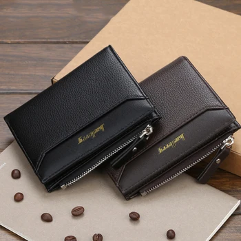 

LKEEP brand Wallet men leather men wallets purse short male clutch leather wallet mens money bag quality guarantee