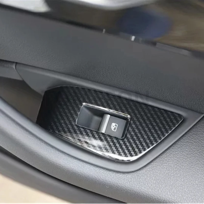 TOMEFON для Audi A4L A4 B9- LHD CarbonFiber автомобильный внутренний подлокотник панель окно Лифт крышка наклейка внутренняя отделка Аксессуары