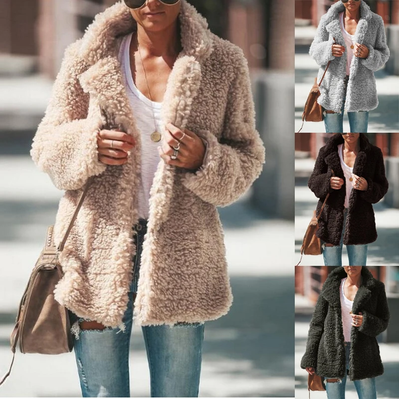 Элегантные плюшевые пальто женские осенние с длинным рукавом женская теплая куртка пальто Пушистый кардиган женский размера плюс вечерние пальто