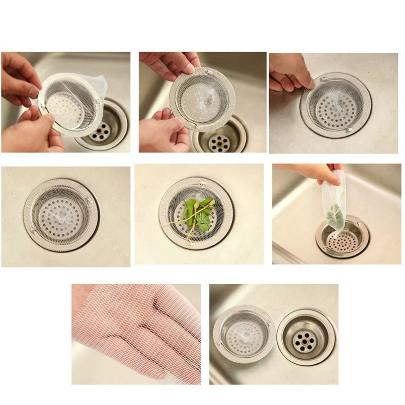 100pcs installed kitchen sink sewer drain anti-blocking water cut bag filter simple sink net kitchen anti-blocking device 30S30 (10)