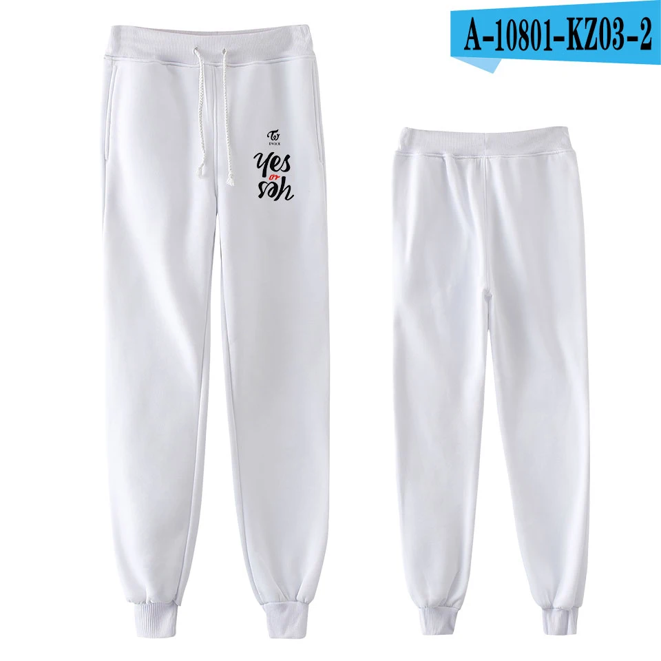 TWICE Korean singing group 2D Pants Unisex High Quality Sports Pants Trousers Fashion Popular Trend Comfortable Casual Pants - Цвет: white