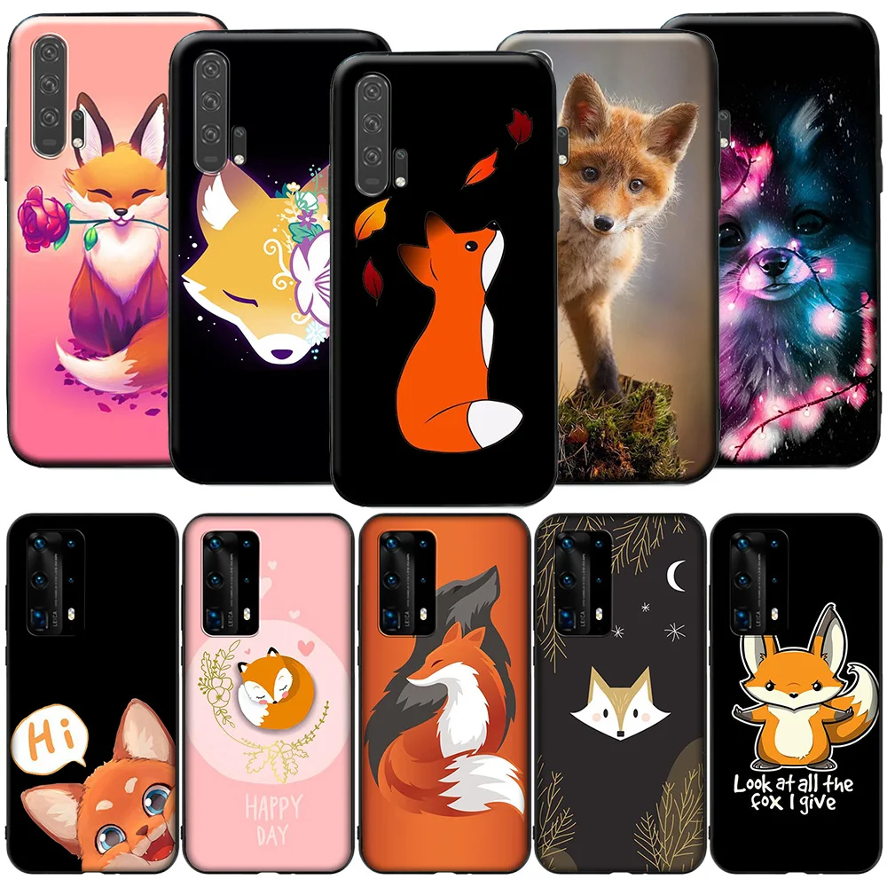 GX110 милый силиконовый чехол с изображением лисы для Huawei P9 P10 P20 P30 P40 Y6 2018 Y7 Y9 Lite Pro Max