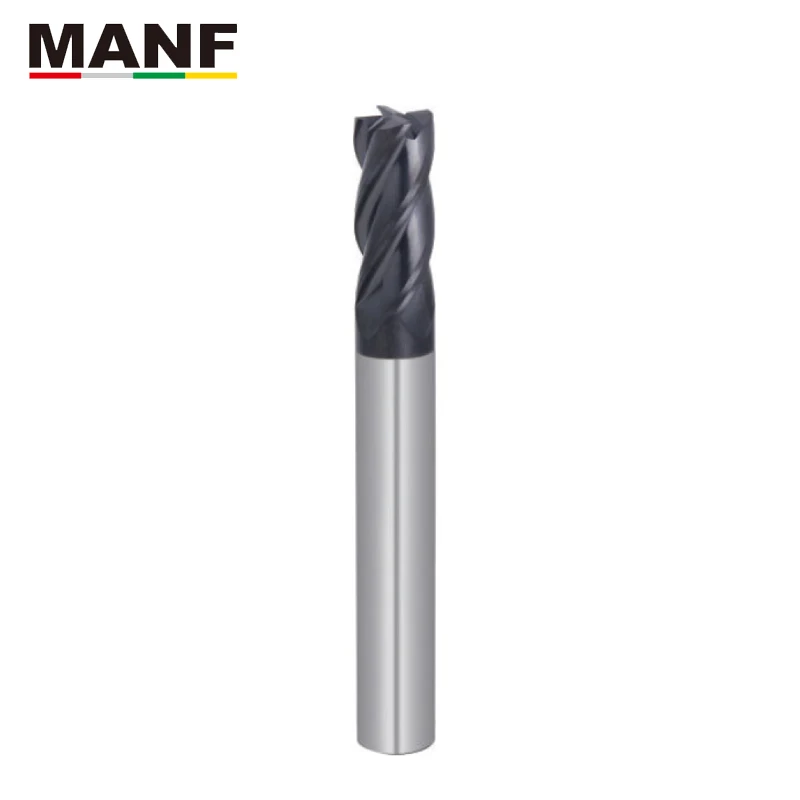 MANF Milling Cutter Long HRC50 4 Flute 4R0.2 6R0.2 Round Ball Nose End Mill Tungsten Carbide blade Solid Endmills | Инструменты