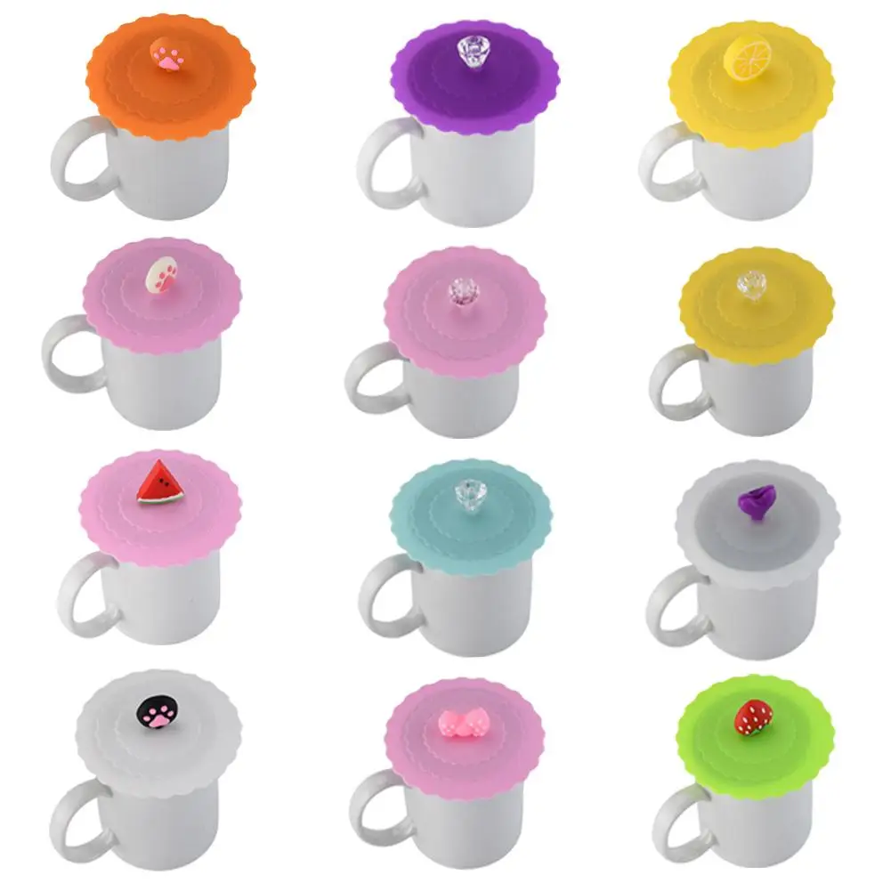 

Silicone Lids For Tea Cup Cover Silicone Leakproof Anti-Dust Cup Lids Heat Resistant Reusable Sealed Bowl Cover Glass Mugs Cap