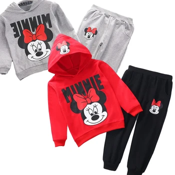 

2020 Trendy Fashion Girl Cartoon Minnie Suit Clothes Kids Fashion Hooded Coat + Pants 2 Piece Girl Sweatshirt Workout Clothes