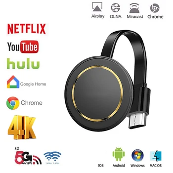 

HDMI TV Stick 4K Wireless Screen Display 2.4/5G Wifi Dongle Airplay Google Chromecast Youtube Netflix Smart TV Stick Android