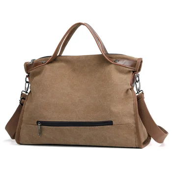 

Hot sale classical shoulder tote casual fashion lady hand women designer vintage canvas shoulder messenger simple bag for women