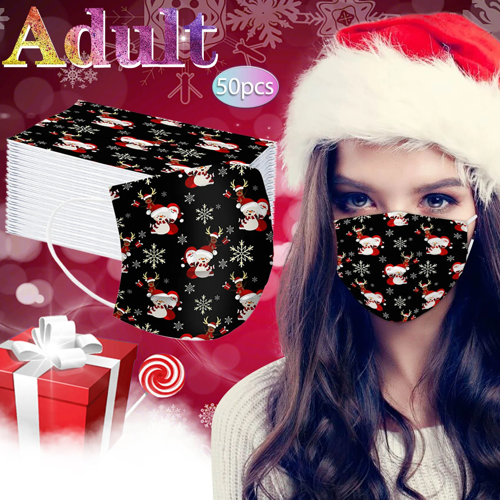 

10/50PC masque Fast Delivery Adult Christmas Mouth mask Headband mascarillas Disposable Outdoor Sports Protective Face Mask#