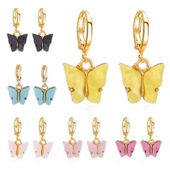 

Find Me 2020 New Fashion Butterfly Earrings for Women Cute Alloy Acrylic Dangle Earrings Jewelry Accessories