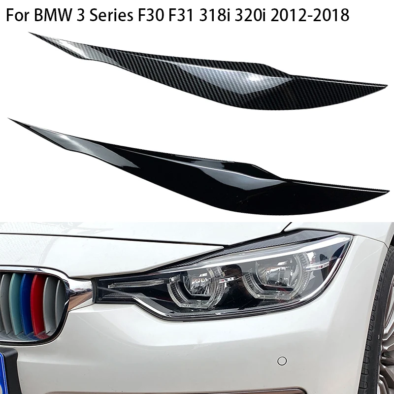 

Для BMW 3 серии F30 F31 F32 F33 F35 2013 2014 2015 ~ 2018 автомобильные наклейки черные/Углеродные волоконные фары для бровей