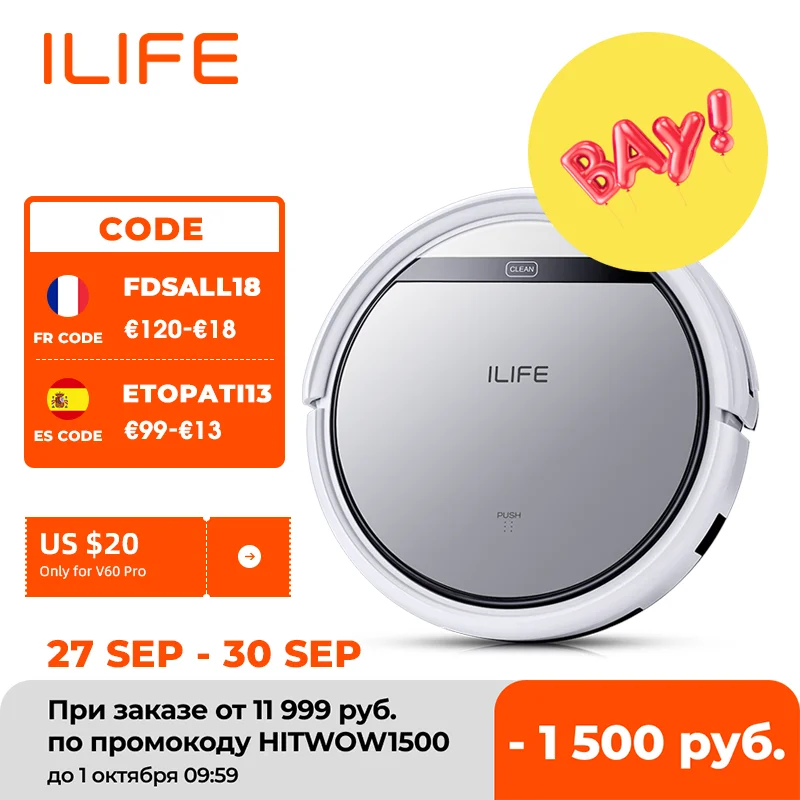 ILIFE V5s Pro Intelligent Robot Vacuum Cleaner with 1000PA Suction Dry and Wet Mopping