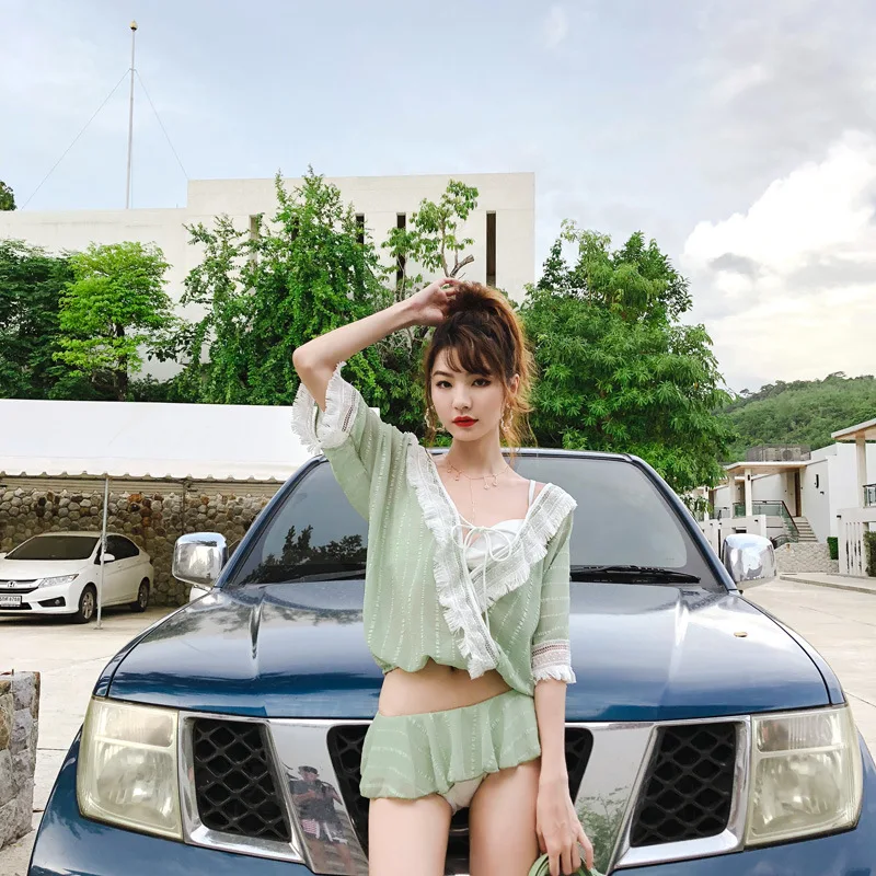 

Betis Bathing Suit Women's Split Type Three-piece Set South Korea Hot Springs Hipster Push up Sexy Bikini Slimming Tour Bathing