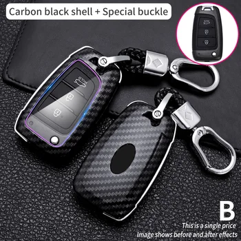 Carbon Fiber Car Smart Key Cover Case Fob For Hyundai Elantra Solaris i35 i40 Sonata Santa Fe Verna Tucson Genesis Accessories - Carbon Fiber Car Smart Key Cover Case Fob For Hyundai Elantra Solaris i35 i40 Sonata