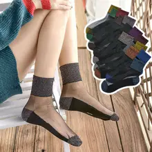 Сексуальные женские кружевные лоскутные шелковые короткие сетчатые носки, модные женские мягкие эластичные прозрачные короткие носки