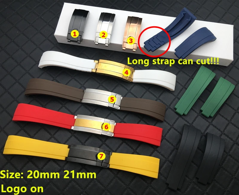 

20mm 21mm Rubber Silicone Watch band buckle Watchband for Role strap Daytona Submariner DEEPSEA GMT SEAMARSTER OYSTERFLEX belt
