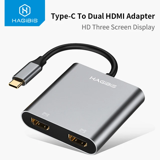 Адаптер Hagibis с USB C HDMI типа C на HDMI 4K Dual HDMI для MacBook Samsung Galaxy S9/S8 Huawei Mate 20/P20 Pro USB C на HDMI