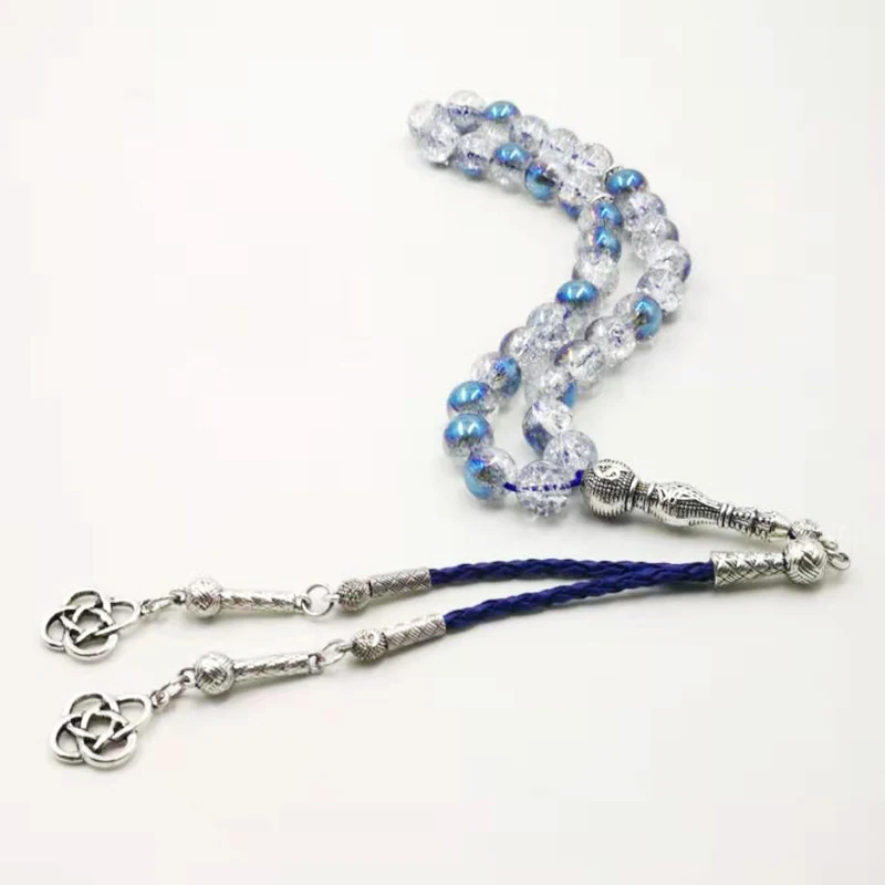 Популярные хрустальные бусины tasbih синие Бусины с кожаной кисточкой новый стиль