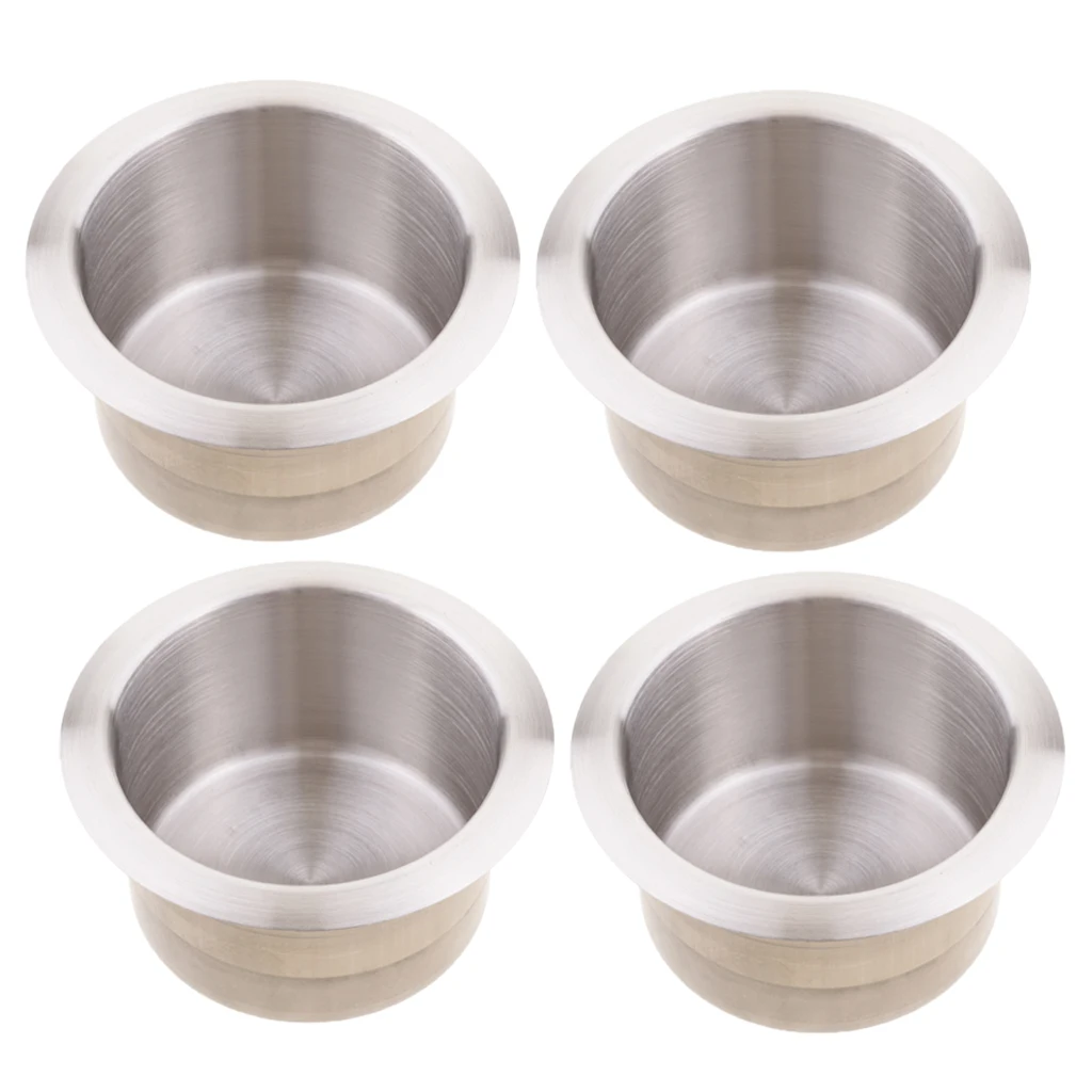 4pcs Stainless Steel Cup Drink Holder Mount for Marine Yacht Truck RV 85x55mm