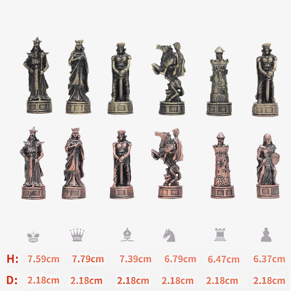 Metal Theme Chess 32pcs IntelligencLuxury Knight Table Game Entertainment Toy Leather Board set Gift Dragon Soldier Theme Sports - Image 2