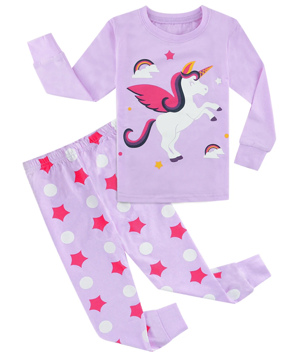 Детские пижамные комплекты, детская одежда для сна с рисунком динозавра и единорога для мальчиков и девочек, детские пижамы для малышей, детские пижамы с длинными рукавами - Цвет: Unicorn-2