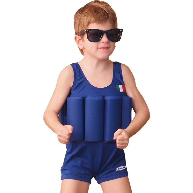 Детский надувной спасательный жилет детский спасательный жилет плавучий поплавок детская Спасательная куртка для плавания серфинг бассейн пляжный купальный костюм детский надувной купальный костюм - Цвет: deep blue