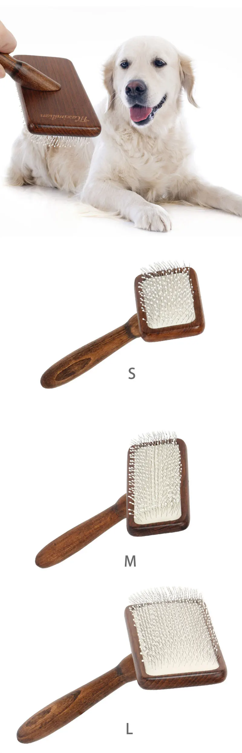 Dogs Hair Remover Brush Pet Cat Grooming Tool Brush Wood Puppy Big Dog Combs Pet Flea Comb Dog Shedding Comb Cleaning Supplies