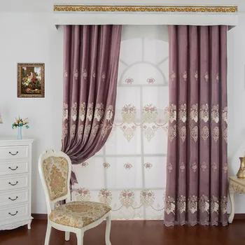 

The New European Water-Soluble Embroidered Curtains Jacquard Curtain Finished Living Room Bedroom Study Blackout Curtain Fabric