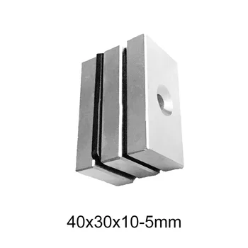 

1/2/5PCS 40x30x10-5 N35 Block Neodymium Magnet Hole 5mm Permanent Magnets 40x30x10 Quadrate Powerful Magnet strong 40*30*10 mm