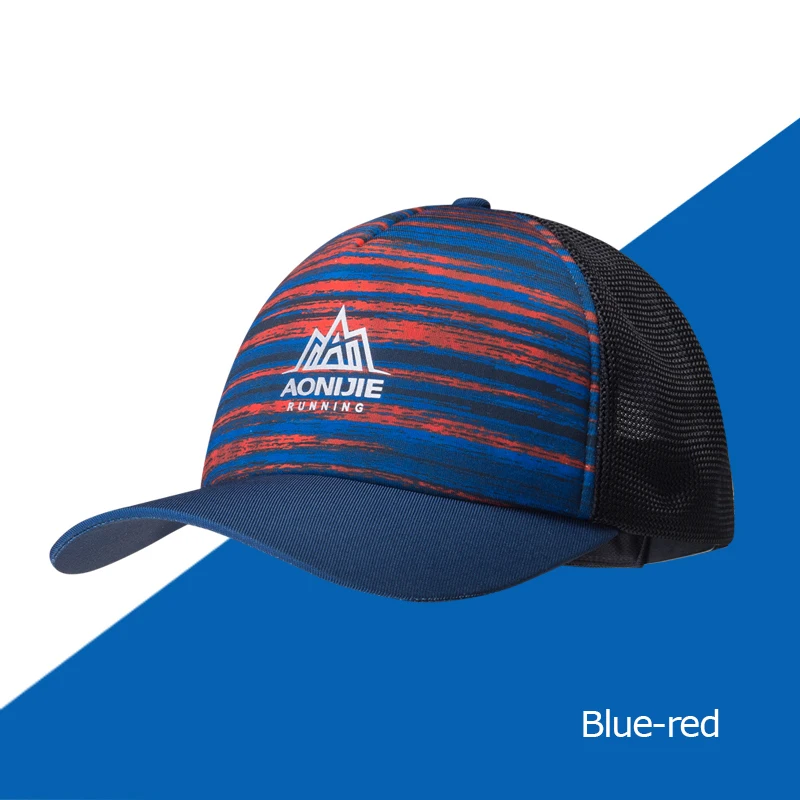 AONIJIE E4106, мужская, женская, Спортивная, регулируемая, солнцезащитный козырек, бейсболка, кепка, кепка, сетка, сзади, для бега, пешего туризма, марафона, следа - Цвет: Blue-red