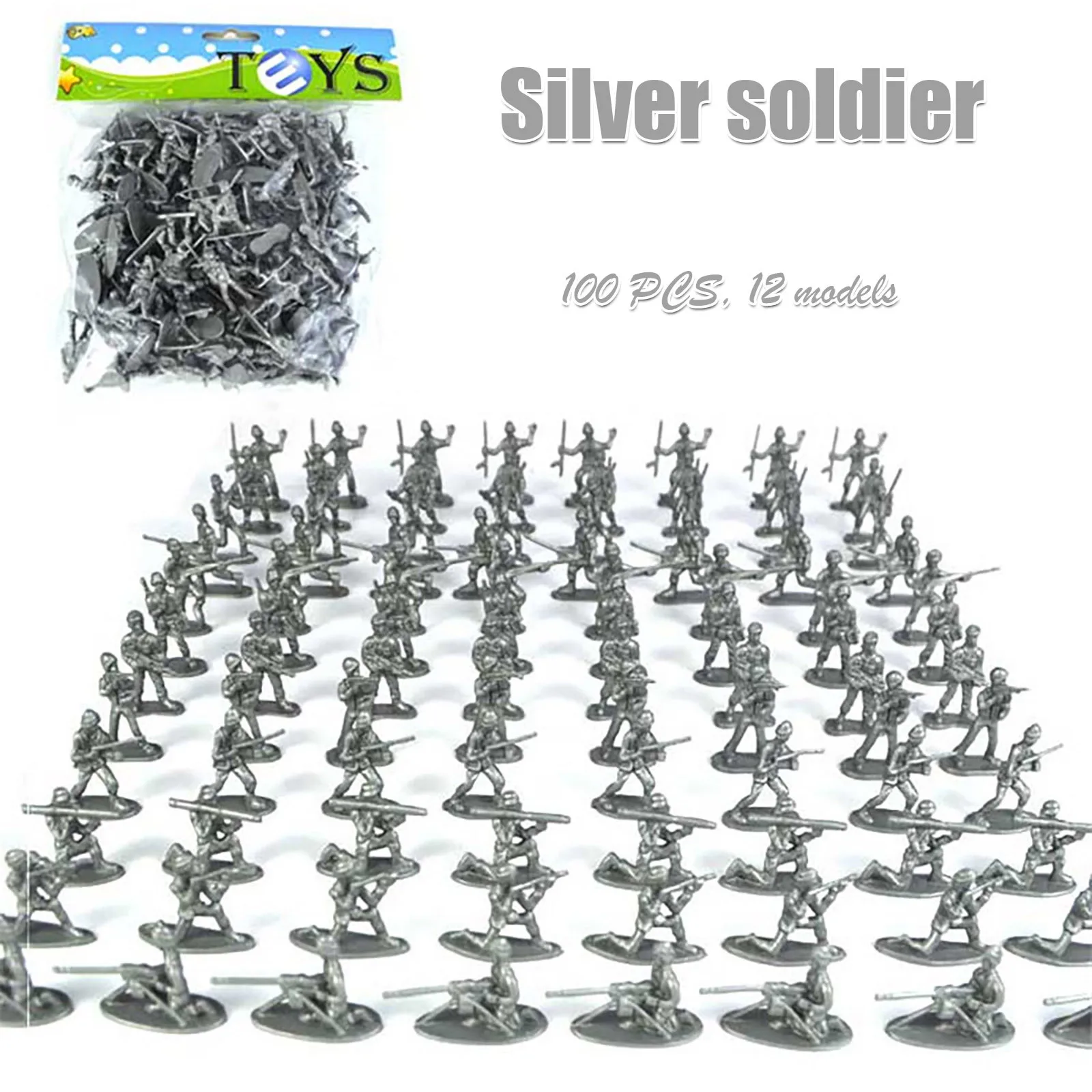 Magideal 100pcs 5cm Plastic Soldier Army Men Action Figures Play Set Sand Scene Layout Model Toy - In Various Poses 4 Colors | Игрушки и