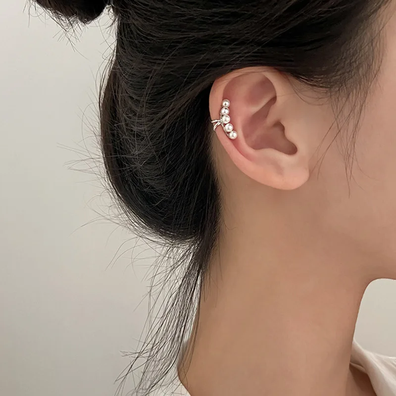 Silver Color Simple Pearl Ear Clip Earrings For Women Without Piercing Minimalist Fashion Jewelry Accessorie LIVVY ear clip earrings clip earrings ear clip ear accessories