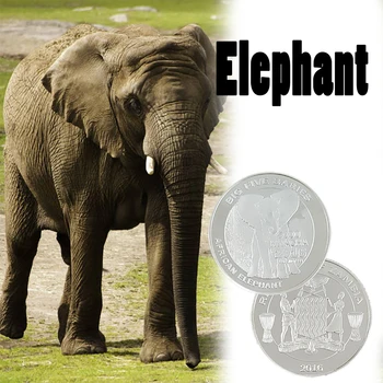 

RH Silver Plated African Zambia Endangered Wildlife Elephant Commemorative Coin Challenge Coins Collectibles