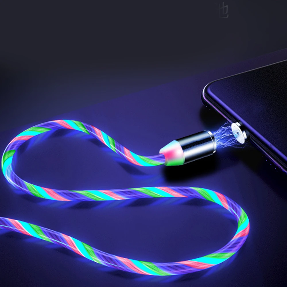 FDBRO зарядное устройство USB-C кабель для Xiaomi huawei samsung Магнитный 1 м светильник type C Micro USB светодиодный кабель передачи данных для быстрой зарядки - Цвет: wire and plug