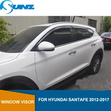 Side Window Deflectors Black  Color Car Wind Deflector Sun Guard For HYUNDAI SANTA FE 2012 2013 2014 2015 2016 2017 SUNZ