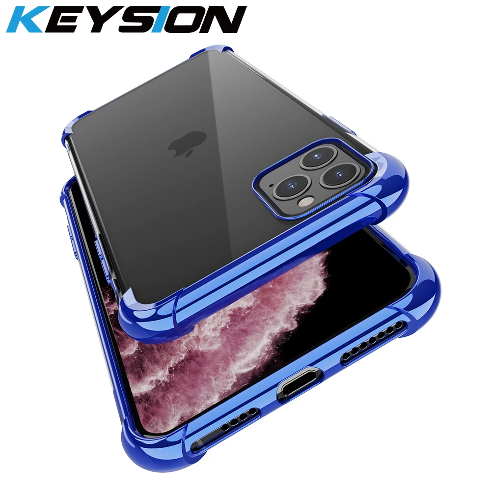 KEYSION Soft TPU Shockproof Case For iPhone 11 Pro Max 2019 Laser Plating Air-bag Prevention Back Cover | Мобильные телефоны и