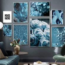 Seawater Rose Landscape Abstract Wall Art Canvas Painting Nordic Posters And Prints Wall Pictures For Living Room Home Decor