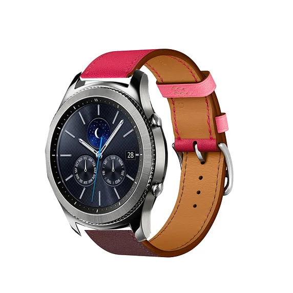 22 мм кожаный ремешок для galaxy watch 46 мм s3 pebble time Ticwatch 1 pro для amazfit 3 2 1 GTR pace huawei GT 2 honor magic ремешок - Цвет ремешка: rose red