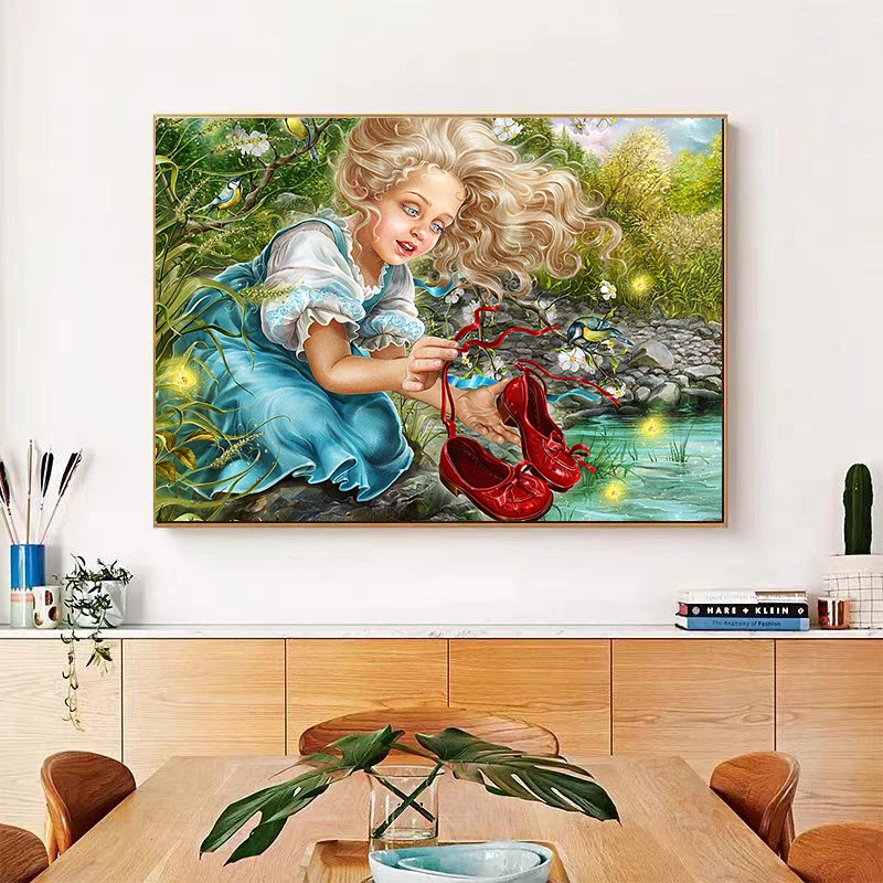 5D Diamond Painting Farm Girl Portrait Snow Maiden Diamond Embroidery Cross Stitch Kits Mosaic Drill Landscape Home Decor Gifts