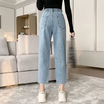 

women Wide leg jeans female straight loose spring new high waist ankle length pants denim jeans female 2020