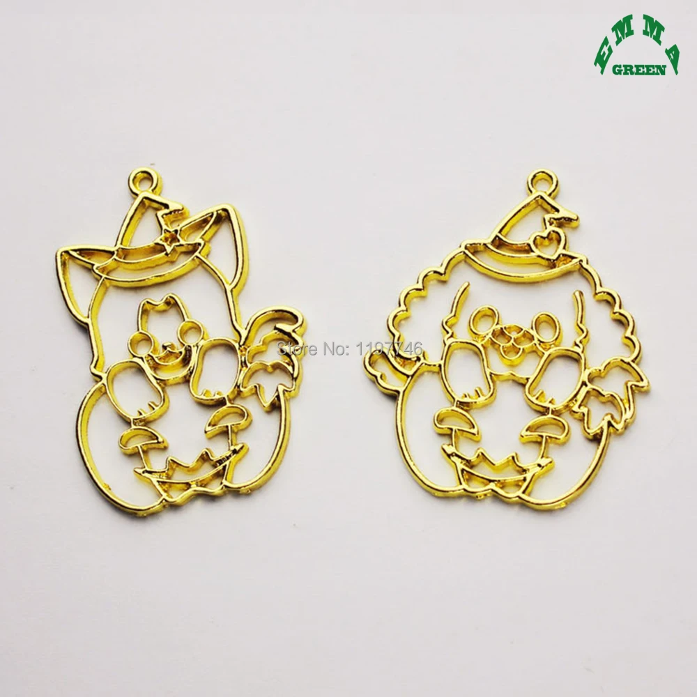 Gold Halloween Charm Cute Hollow Mold Pumpkin t Metal Pendants Charms Accessories for Jewelry Making Handmade Finding 20pcs 48mm