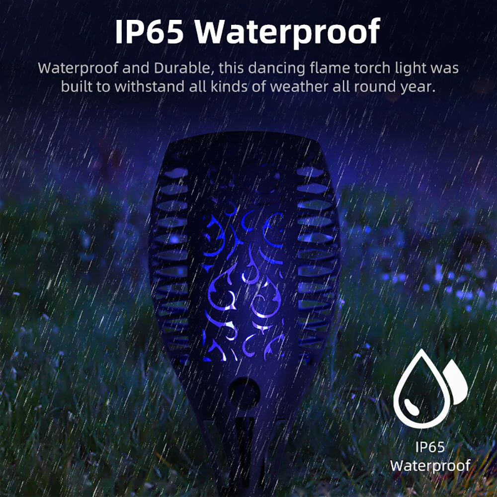1/2/3/4 Pcs Colorful Solar Powered Dancing Flame Torch Lights IP65 Waterproof Light Fence Outdoor Garden Sensing Solar Lights