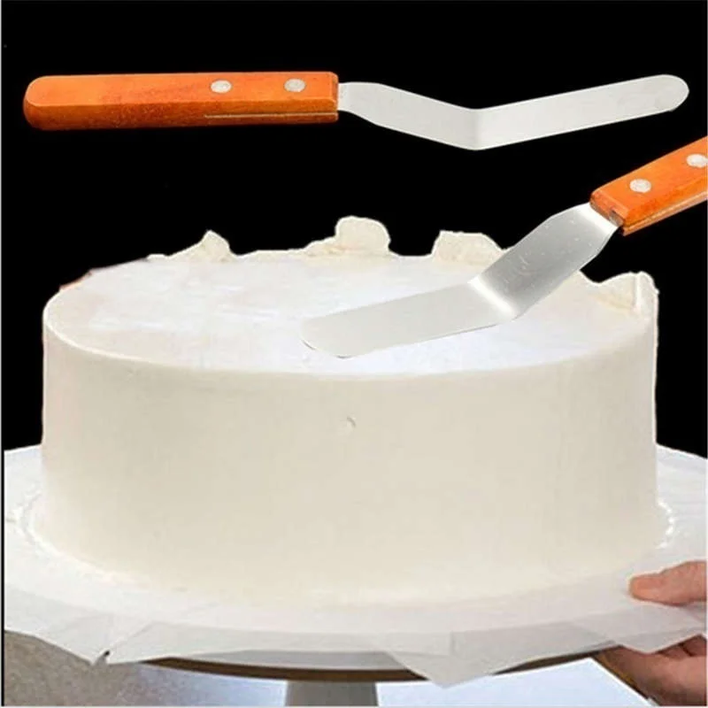 L форма изогнутый Торт Глазурь шпатель деревянная ручка из нержавеющей стали торт крем скребок