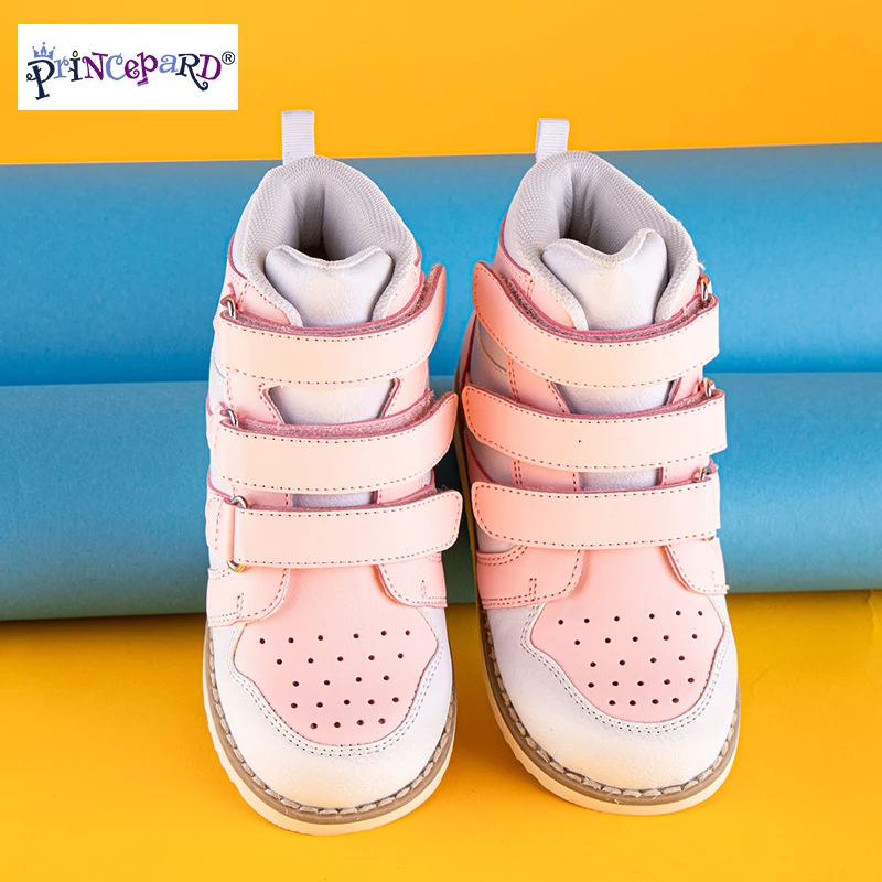 Princepard новая ортопедическая обувь для детей с супинатором стельки с высоким задником O/X Ноги плоскостопия ноги коррекция уход - Цвет: Pink
